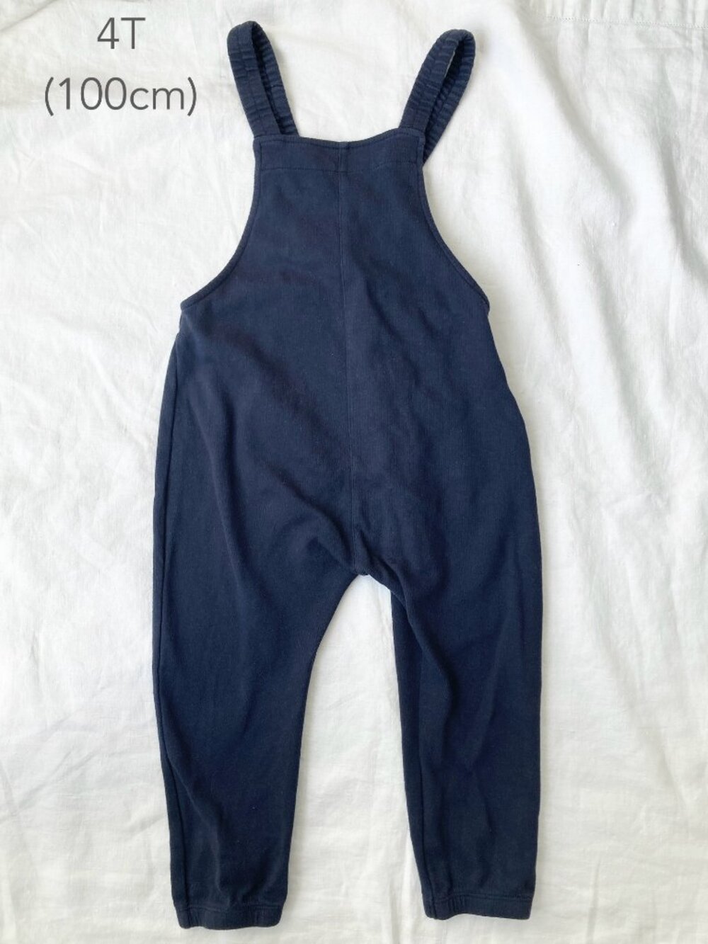 🪴5/$30 Uniqlo 4T 100cm Toddler Boy Girl Stretch Blue Jumpsuit Romper Overalls
